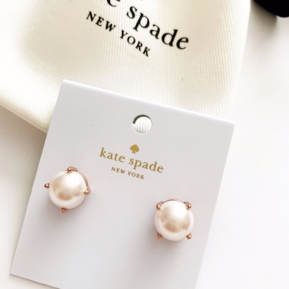 kate spade rose gold pearl studs.